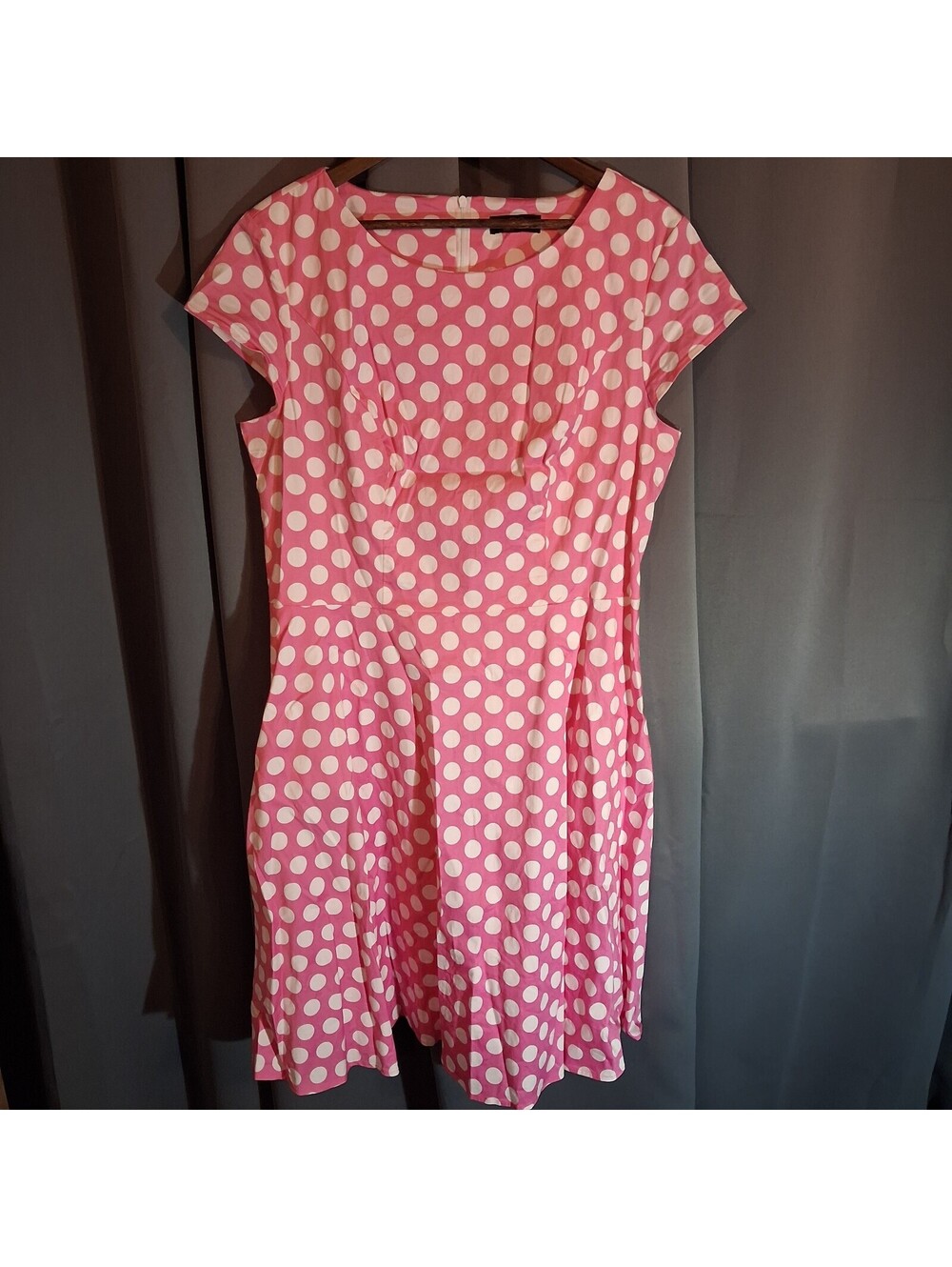 Dressystar Pink and White Polka Dot Cotton Blend Dress 3XL